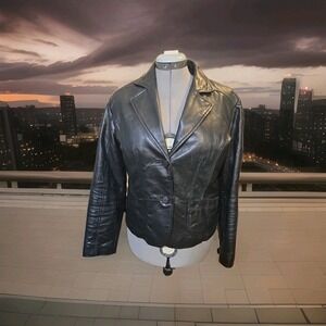 Marc Mattis Leather Jacket Women's L Black